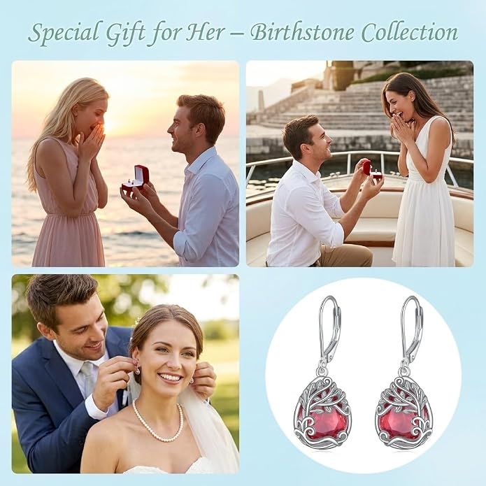 Teardrop Tree of Life/Filigree Earrings for Women Dangle Leverback Earrings Jewelry Gift Anniversary For Her