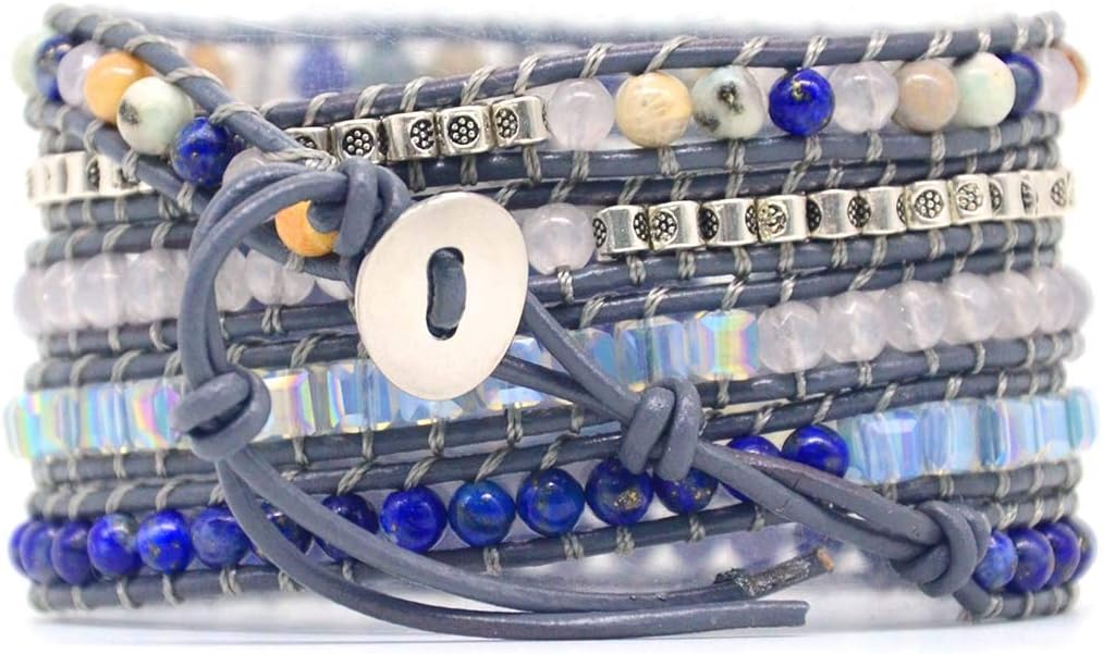 Boho Wrap Bracelet for Women, Handmade Natural Imperial Jasper Multi-Layer Stone Beaded Bracelet, Bohemian Healing Crystal Stone Jewelry Gifts