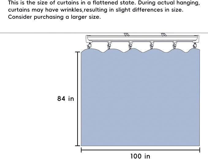 Room Divider Ceiling Mounted Curtains Track Sets Extra Wide Blackout Curtain Flexible Tracks for Bedroom Privacy Partition Separator, 1 Panel Beige Drape and White Rail, W8.3 x H7ft