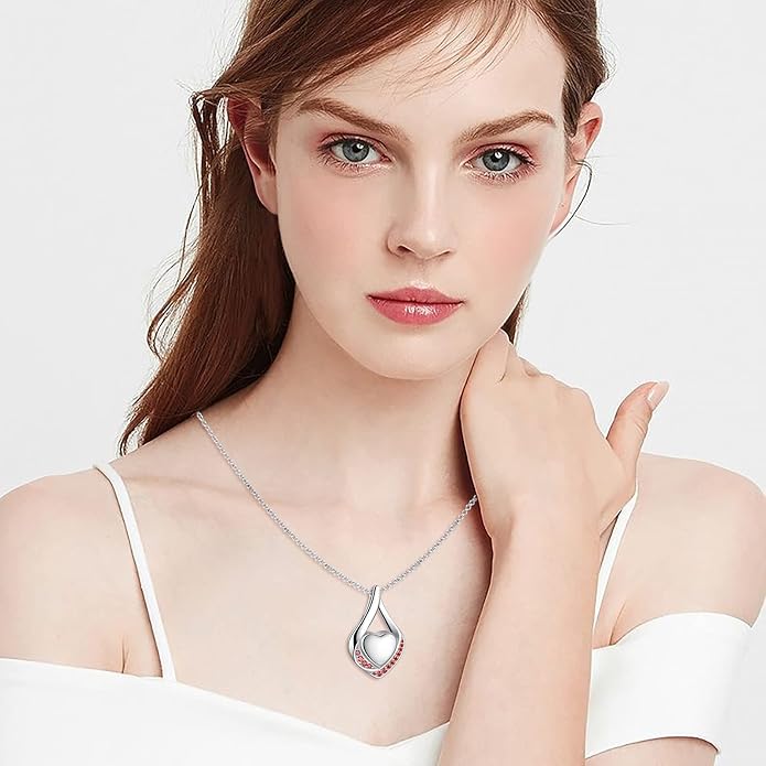 Cremation Jewelry 925 Sterling Silver Teardrop Urn Necklace for Ashes Heart Shape Memorial Keepsake Pendant for Human Ashes for Women Gift