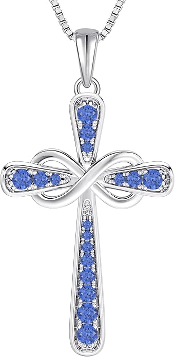 YL 925 Sterling Silver Cross Necklace for Women Halo Infinity Pendant Cubic Zirconia Jewelry for Mom