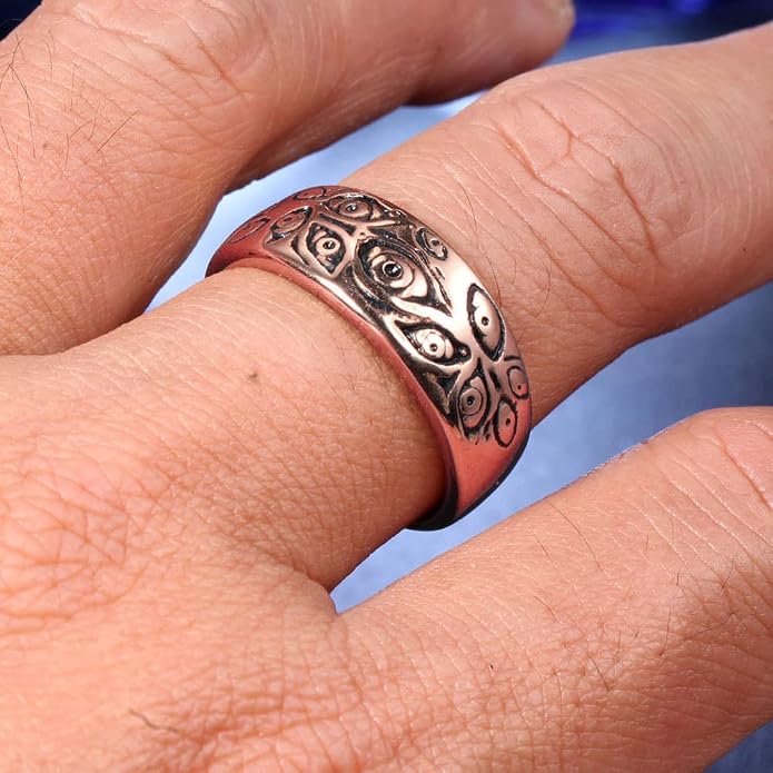 Men's Stainless Steel Eye of God Ring Band All Seeing Eye Spinner Rings Black Silver Vintage Jewelry Size 5 to 14