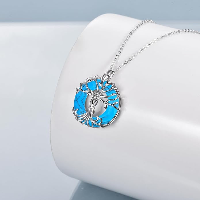 TOUPOP Tree of Life Necklace Gifts for Women 925 Sterling Silver Family Tree Pendant with Crystal Birthday Irish Jewelry Gifts for Women Her Wife Mom