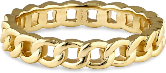 DEVATA Gold or Rhodium Plated Sterling Silver 925 – Eternity, Band Ring for Women – Heart, Knot, Clover, Infinity, Mariner, Cable, Curb, Cuban, Figaro, Daisy, Rope, Ribbed, Dome