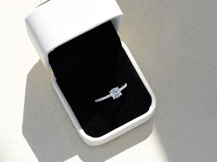 LEMON GRASS 1 Ct Halo Solitaire Cubic Zirconia Promise Engagement Ring 925 Sterling Silver Ring Sizes 3.5-9.5