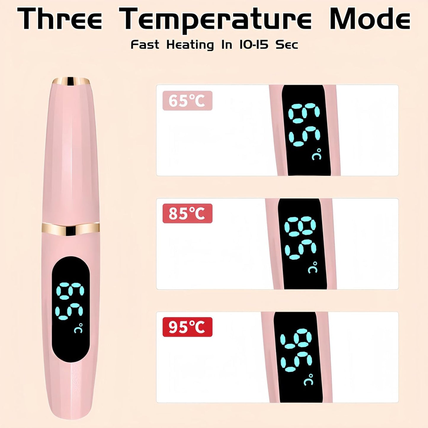 Heated Eyelash Curler, Heated Lash Curler with Led Display Electric Eye lash Curler 3 Temp Settings for Makeup Tools for Achieving A Natural Curl and Long Lasting Eyelashes, Designed for Women, Pink