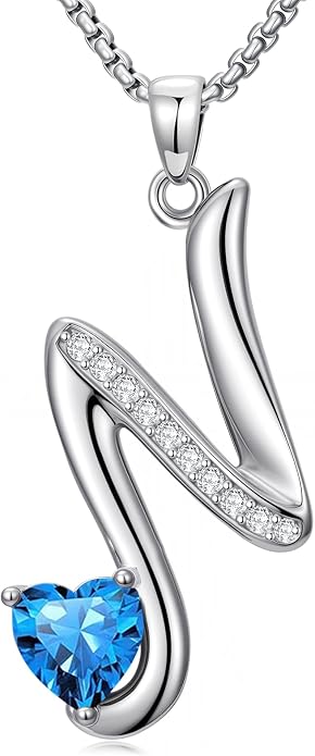 Birthday Gifts for Women Alphabet A to Z Initial Birthstone Pendant Necklaces for Women - 18k White Gold Plated Personalized Name Jewelry Anniversary Graduation Gifts for Wife Her Daughter Girlfriend(with Gift Box)