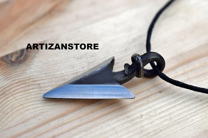 ARTIZANSTORE Forged Steel Trueshot Viking Arrowhead Pendant – Norse Warrior Necklace with Jewelry Cord