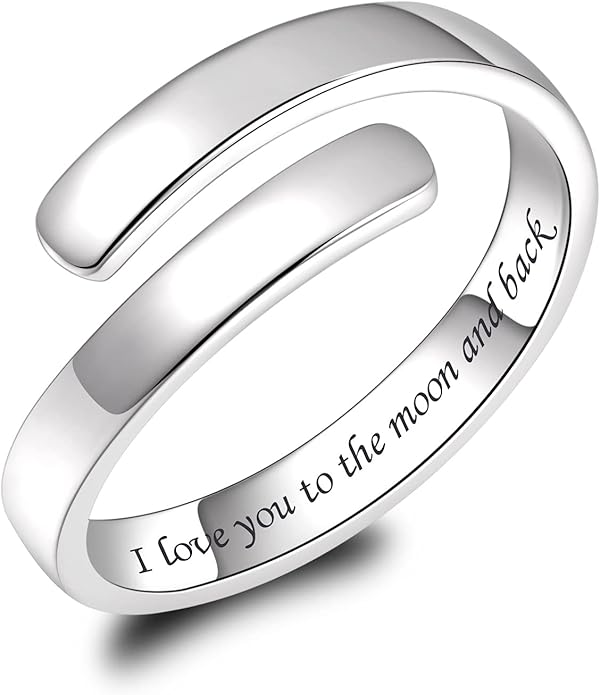 BEILIN 925 Sterling Silver Inspirational Jewelry Rings Adjustable Ring Personality Encouragement Gift for Teens Women