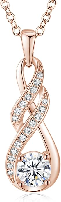 Birthstone Necklaces for Women 925 Sterling Silver Infinity Pendant Created Gemstone Jewelry for Her, 16"+2"