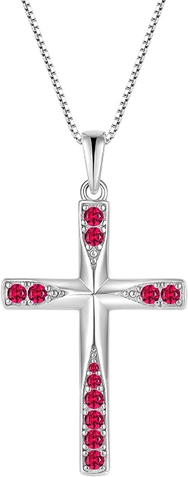 Cross Necklace for Women Birthstone Necklace for Women 925 Sterling Silver