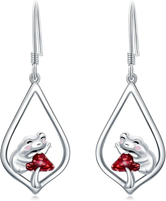 WINNICACA Sterling Silver Dangle Drop Earrings for Women Mom Flower Leverback Earrings Jewelry Christmas Anniversary Birthday Gifts