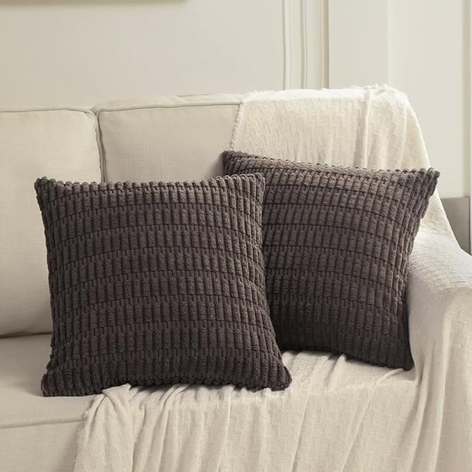Fancy Homi 4 Packs Decorative Throw Pillow Covers for Living Room Couch Bed, Modern Farmhouse Boho Home Décor Accent Cushion Case, 26" x 26", Dark Brown