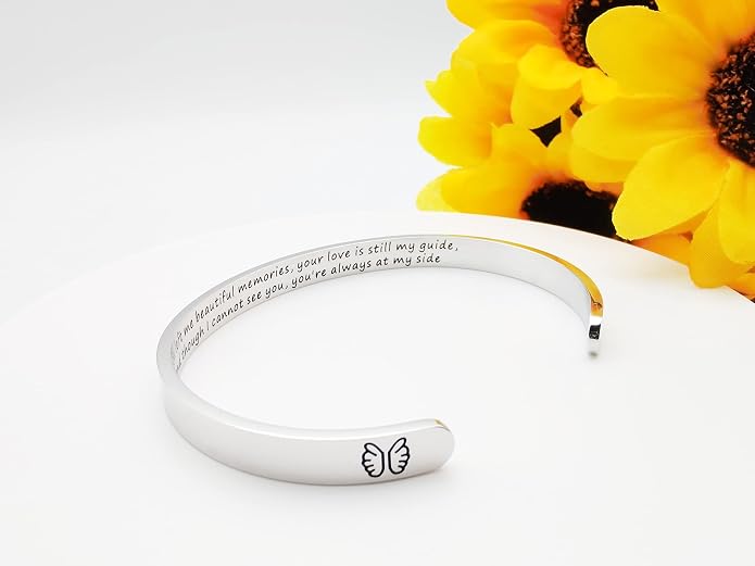 Dczosily Inspirational Bracelets for Women Stainless Steel Cuff Bracelet Engraved Jewelry Motivational Bangles Personalized Gifts for Best Friend/Mom