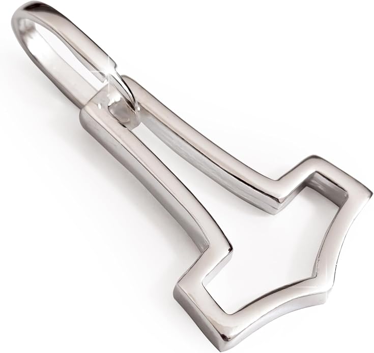 Simple Thor's Hammer Mjolnir Necklace 925 Sterling Silver - Cut Out Viking Axe Pendant - Minimalist Norse Nordic Scandinavian Jewelry Gifts for Men Women - Handmade