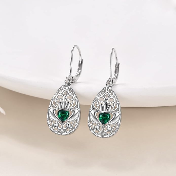 VONALA Filigree Teardrop Earrings for Women Sterling Silver Filigree Teardrop Dangle Earrings Filigree Leverback Earrings for Women Birthday Gift