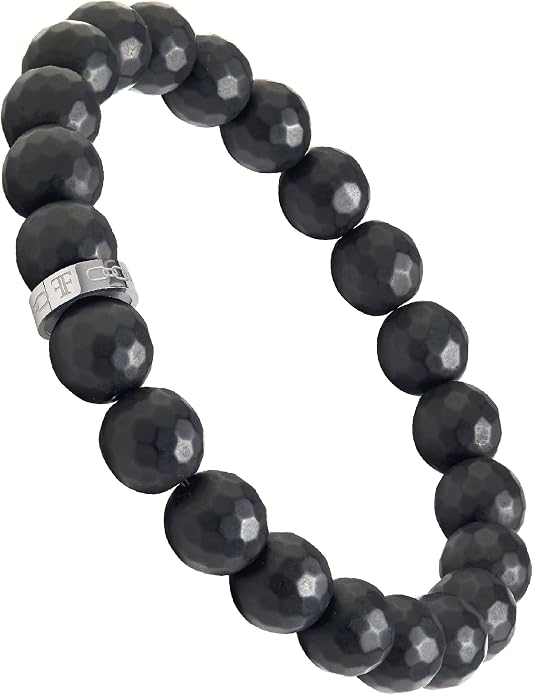 Forge & Foundry Faceted Matte Black Onyx Stone Beaded Bracelet | Custom Signature Stainless Steel Bead | ‘Pindar’ | 8mm and 10mm Bead Desgins | Refined Hand-Crafted Jewelry
