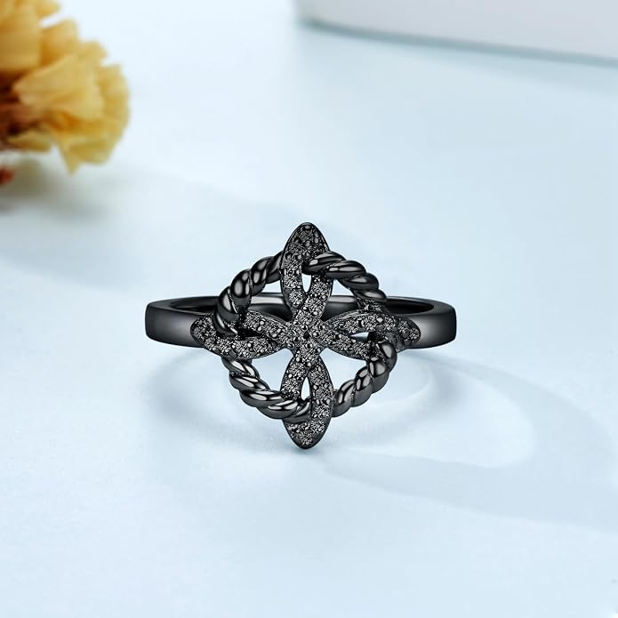 Witches Knot Ring 925 Sterling Silver Celtic Rings for Women Love Knot Ring Witch Jewelry Birthday Gift for Lover Wife