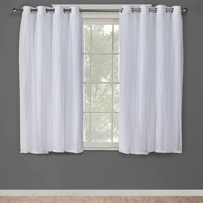 TOWN & COUNTRY LUXE Talia Double Layer Indoor Curtains, Sheer and Room Darkening Blackout, Grommet Top, Energy Efficient, 2-Pack Set, 52"x84", Mint Green