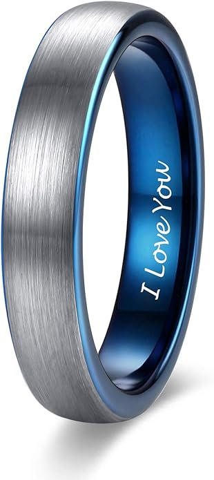 TRUMIUM 4mm 6mm 8mm Tungsten Ring Wedding Band for Men Women Engraved I Love You Matte Brushed Comfort Fit Size 4-15
