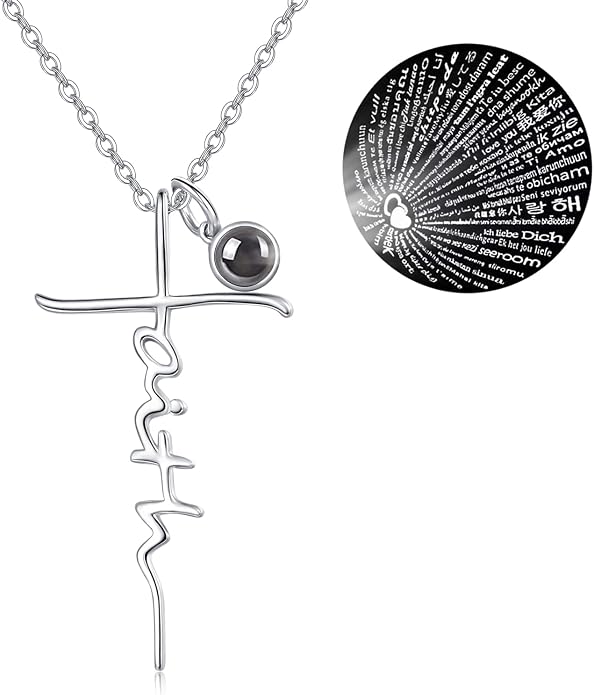 PRAYMOS Faith Cross Necklace for Women 925 Sterling Silver Pendant Necklace With Birthstone Initial Christian Religious Confirmation Baptism Mothers Day Gifts