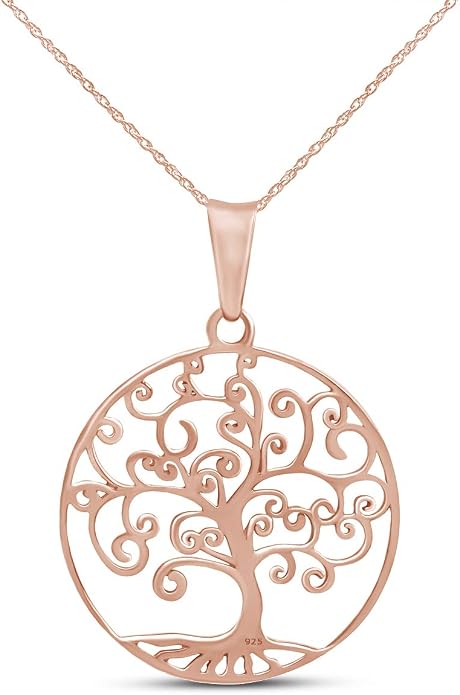 Jewel Zone US Tree of Life Filigree Pendant Necklace 14k Gold Over Sterling Silver