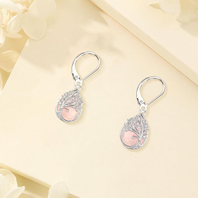 Tree of Life/Cat/Turtle/Butterfly/Flower/Celtic/Turquoise/Moonstone Dangle Earrings for Women Sterling Silver Cute Animals Drop Earrings Jewelry Gifts