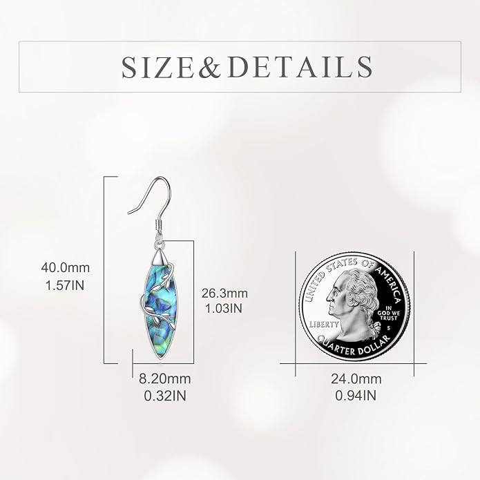 TIGER RIDER Abalone Shell 925 Sterling Silver Dangle Earrings Lightweight Filigree Dangle Drop Earrings for Women