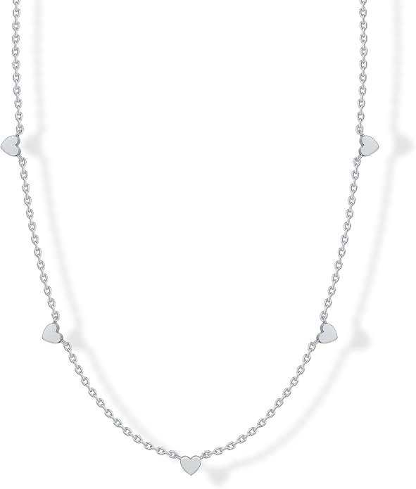PAVOI 14K Gold Plated Dainty Chain Necklaces for Women - Station Small Motif Pendant Gold Jewelry Gifts - Valentines Day Trendy Heart, Bow, Cross Necklace for Women - Valentines Day Trendy Jewelry