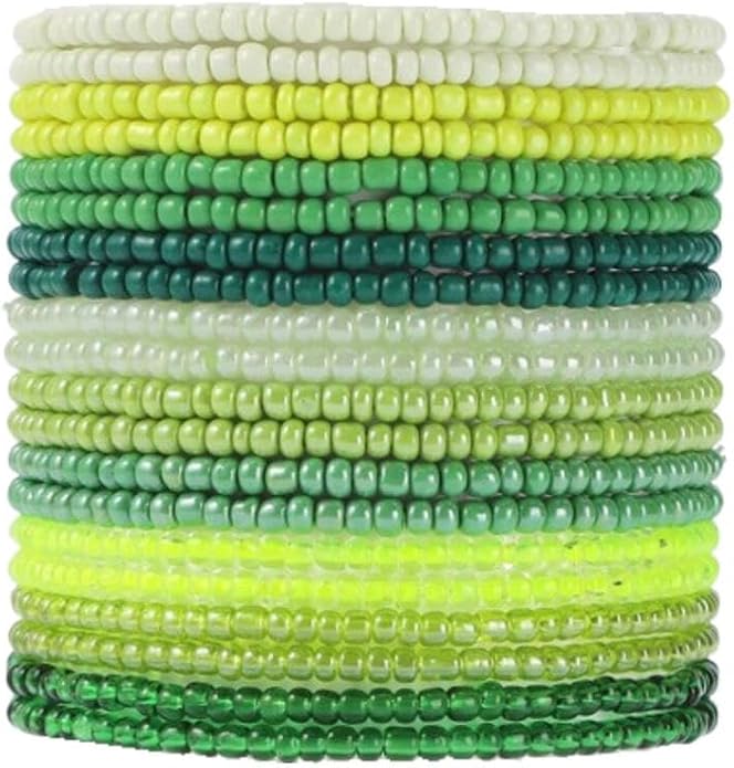 Fuqimanman2020 18Pcs Boho Stackable Beaded Bracelets for Women Colorful Handmade Multilayered Rice Beads Anklets Set Summer Beach Bohemian Jewelry Gift