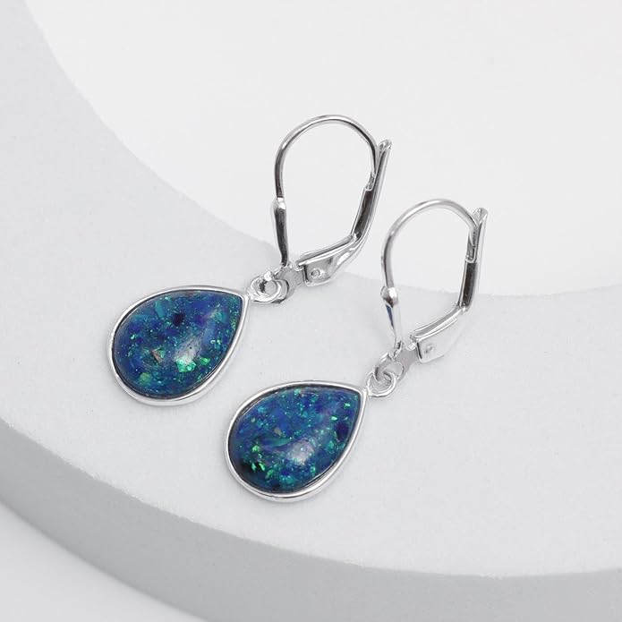 LeCalla 925 Sterling Silver Leverback Drop Earrings Lightweight Bohemia Teardrop Drop Dangle Earring for Women