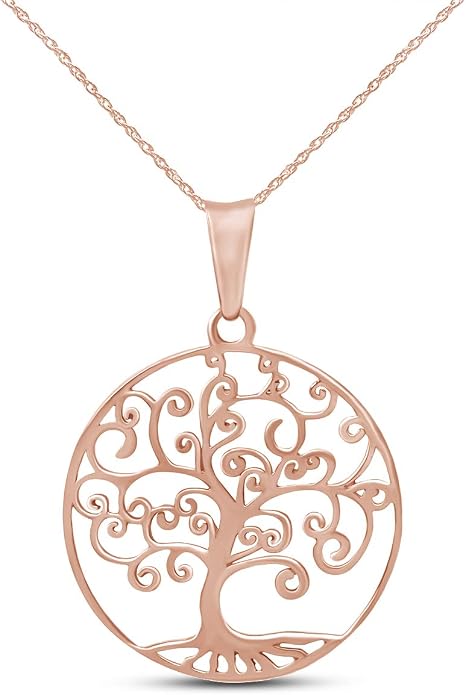 Jewel Zone US Tree of Life Filigree Pendant Necklace 14k Gold Over Sterling Silver