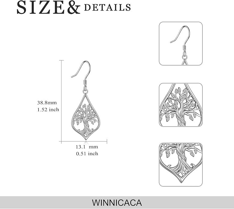 WINNICACA Sterling Silver Dangle Drop Earrings for Women Mom Flower Leverback Earrings Jewelry Christmas Anniversary Birthday Gifts