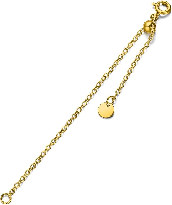 1pc 925 Sterling Silver 1.5mm Necklace Extender Chain 4inch Bracelet Anklet Single Bead Extension Adjustable Length