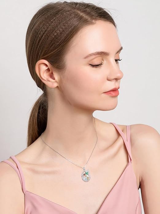 Midari Ocean Necklace 925 Sterling Silver Flamingo Mama Bear Dolphin Penguin Sea Turtle Axolotl Desert Cactus Nautical Rudder Tropical Palm Compass Wave Pendant Boho Jewelry Gifts for Women Men