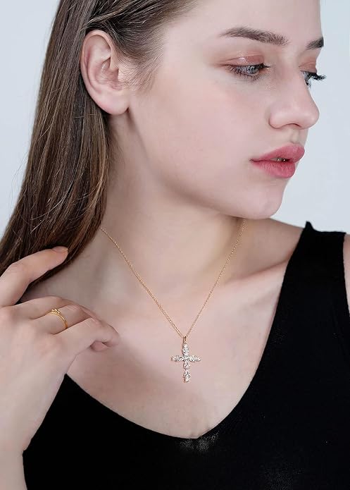 S.Leaf 925 Sterling Silver Cross Necklaces for Women 18K Gold Plated Friendship Jewelry Trendy Charm Pendant Necklaces Dainty Necklaces Best Friend Birthday Gifts for Women Sister Mom Wife Her Friend Party