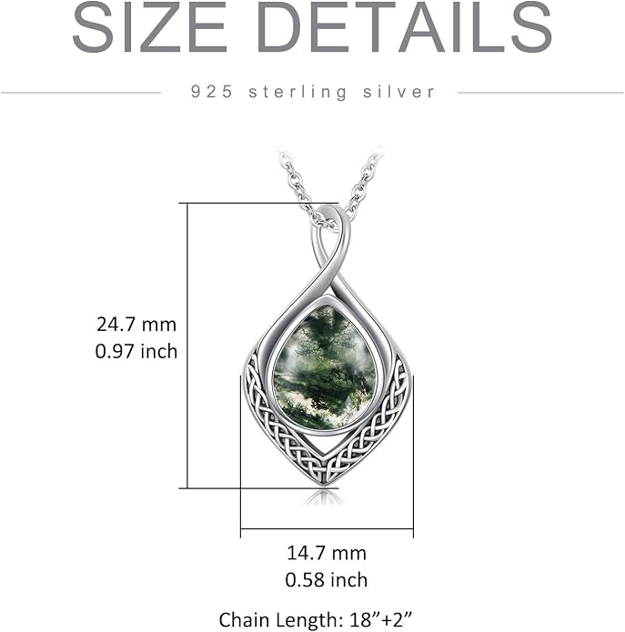PELOVNY Celtic Knot Necklaces for Women 925 Sterling Silver Gemstone/Birthstone Teardrop Infinity Necklace Irish Celtic Pendant Jewelry Gifts for Mom Daughter Wife