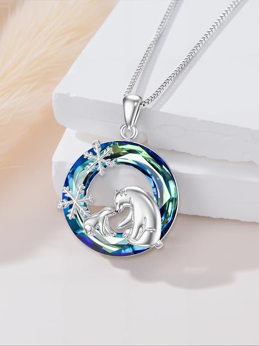 Midari Ocean Necklace 925 Sterling Silver Flamingo Mama Bear Dolphin Penguin Sea Turtle Axolotl Desert Cactus Nautical Rudder Tropical Palm Compass Wave Pendant Boho Jewelry Gifts for Women Men