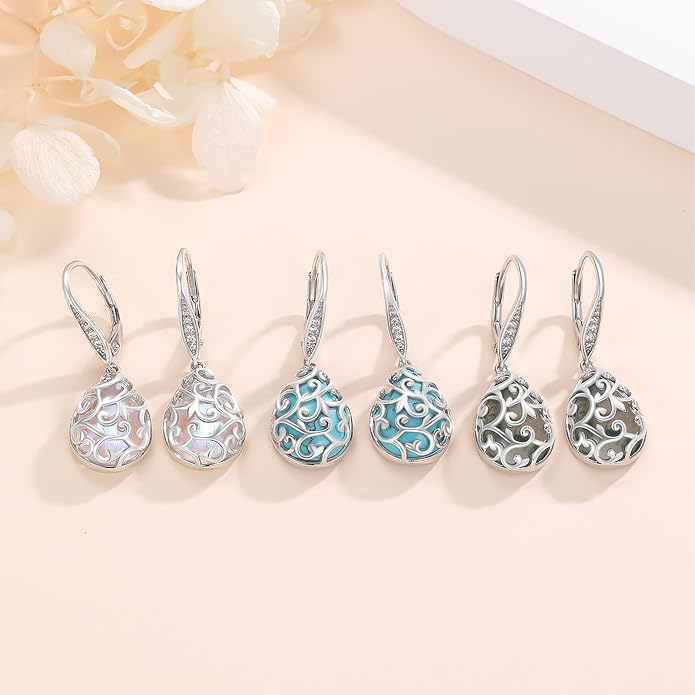Trendy Dangle Earrings for Women Teen Girls Sterling Silver 12 Birthstone Earrings Minimalist Hypoallergenic Earrings for Sensitive Ears Jewelry Gifts