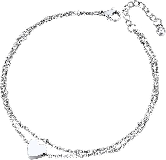 ChainsPro Anklets for Women Waterproof, Adjustable Stainless Steel/ Sterling Silver/14K Gold Plated Ankle Bracelets for Women, Non Tarnish Layered Anklets Beach Jewelry Gifts for Swimming & Daily Wear (Send Gift Box)