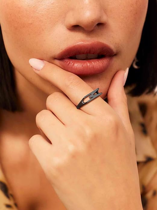 SILVERCUTE 925 Sterling Silver Initial Rings for Women,Adjustable Capital Letter Ring Hypoallergenic,Minimalist 925 Silver Rings for Mother Daughter