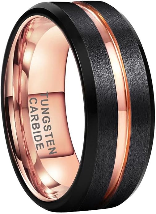 TUTISS 6mm 8mm Silver/Black/Blue/Gunmetal/Gold/Rose Gold Tungsten Rings for Men Women Fashion Engagement Wedding Bands Matte Finish Beveled Edges Comfort Fit