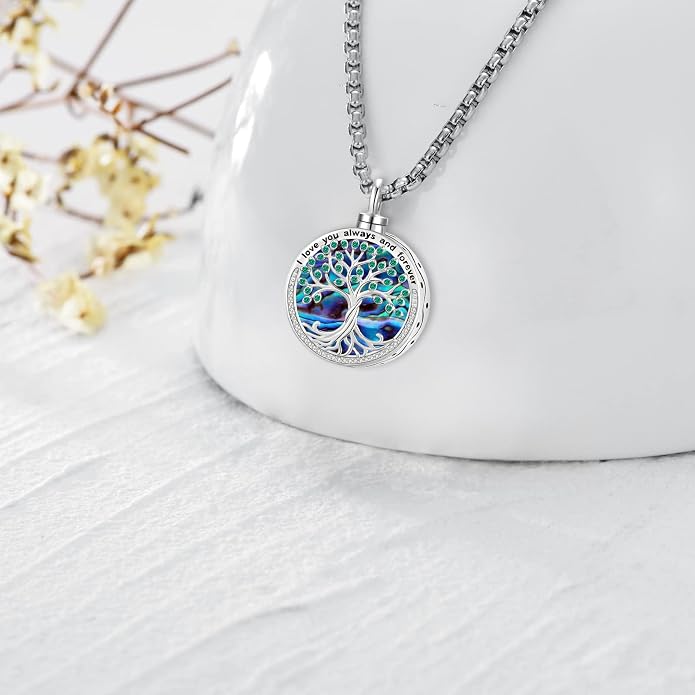 Celtic Cross Tree of Life Necklace for Women Sterling Silver Thor Hammer Tree of Life Pendant Irish Knot Cross Amulet Tree of Life Jewelry