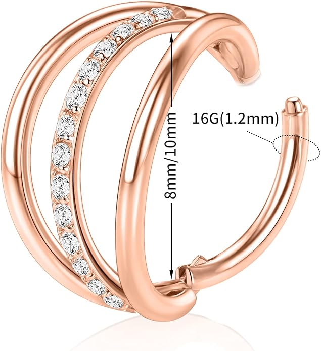 316L Surgical Steel Septum Clicker Ring Nose Ring Hoop Sleeper Hoop Earring Helix Rook Conch Cartilage Daith Tragus Earrings Lobe Nose Piercing Jewelry for Women