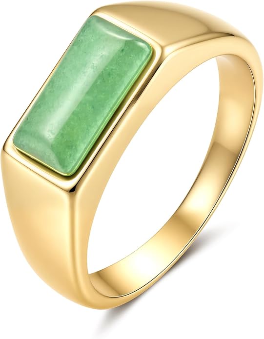 YeGieonr Gold Signet Rings for Women Non Tarnish Gold Rings, Waterproof Gemstones Statement Ring, 18K Gold Plated Stainless Steel Gem Stone Jewelry Gift for Everyday Wear