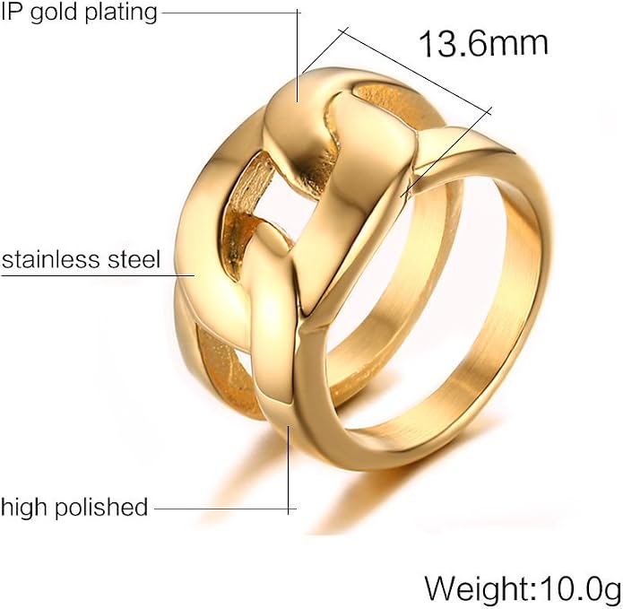 VNOX Gold Rings for Women 丨 14k Gold Plated Stainless Steel Chunky Statement Rings Twisted Braided Ring Stackable Rings Chunky Signet Ring for Womens Jewelry Trendy