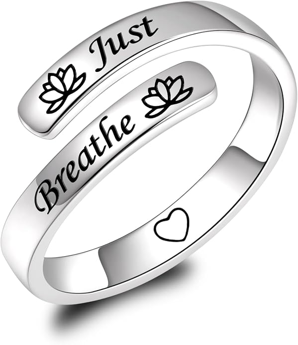 BEILIN 925 Sterling Silver Inspirational Jewelry Rings Adjustable Ring Personality Encouragement Gift for Teens Women