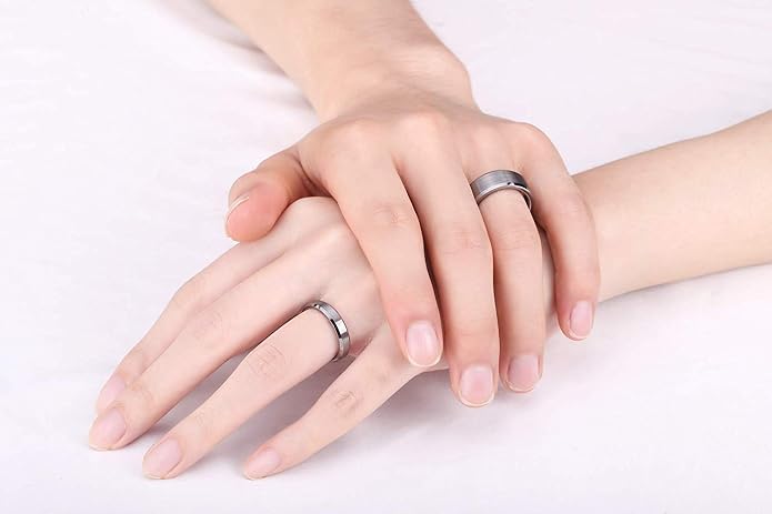 TRUMIUM 4mm 6mm 8mm Tungsten Wedding Band Ring for Men Women Silver Plated Matte Finished Engagement Rings Comfort Fit 4-15