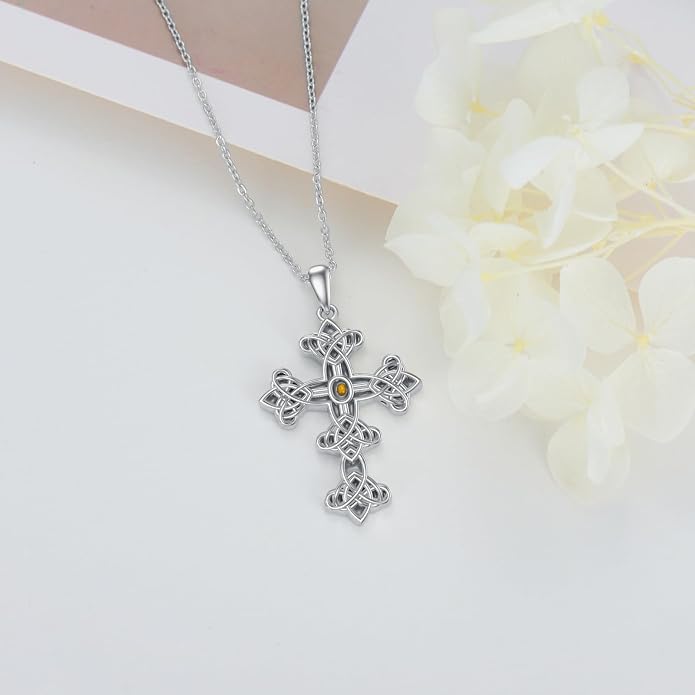 SIMONLY Protection Necklace Sterling Silver Jesus/Virgin Mary/Guadalupe Cross Necklace Mustard Seed Evil Eye Pentagram Amulet Jewelry Christmas Birthday Gifts for Women Men