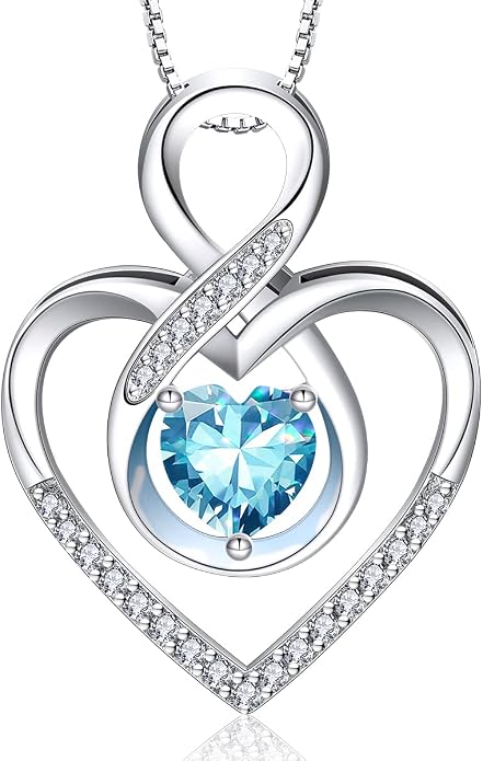 RIVIKO Infinity Heart Symbol Necklace for Women 925 Sterling Silver Love Heart Pendant Mothers Day Anniversary Birthday Christmas Jewelry Gifts for Women Mom Wife Sister Her Friends